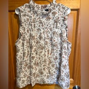 Ann Taylor Cream and Brown Floral Blouse